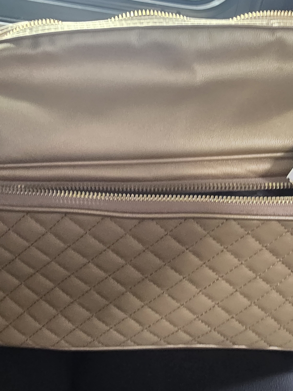 Quilted Metallic Gold Travel Cosmetic Bag - Picture 12 of 13